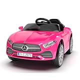 NEWDOOD 12V Kids Ride On Car with 2.4G Remote Control, Battery Powered Electric Car Ride On Vehicle w/Bluetooth, Music, Safety, Lights,Ride on Toys for Toddlers (Pink)