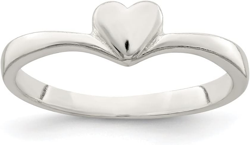 Diamond2Deal Sterling Silver Heart Themed Engagement Band Ring Wedding/Promise Finger Rings (Ring Size -8)