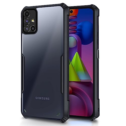 Image of Outlouders Back Cover for Samsung Galaxy M51| Ultra Hybrid Transparent | Full Camera Protection | Raised Edge | Crystal Clear Bumper Case(Black)