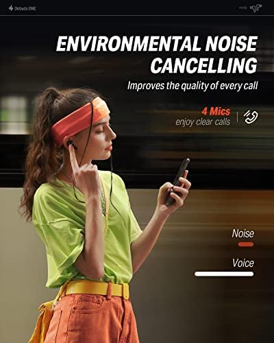 Donner Noise Cancelling Wireless Earbuds, Bluetooth 5.2 Earphones with 4 Mic Clear Calls, 12mm Drivers, App for Custom EQ, 32H Playtime, Fast Charging, Transparency - Dobuds ONE, Black