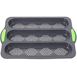 VANZACK Multifunktionale Silikon Brotbackform mit Griff Antihaft Baguetteform für Französisches Langbrot und Weizenbrot Flexible Backform für Ofen und Mikrowelle