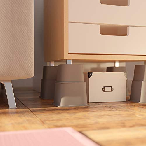 Home Intuition Heavy Duty Adjustable Bed Risers Furniture Riser 3, 5 Or 8-Inch, 4 Pack, 8-Piece Set (Grey) #TOP5