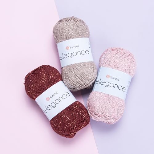 Image of YarnArt Elegance Sparkly Yarn - Metallic Cotton Blend, Fine Sport for Knitting & Crochet, Lightweight Thread for Shawls & Sweaters, 50g (130m), White - (1, 117)
