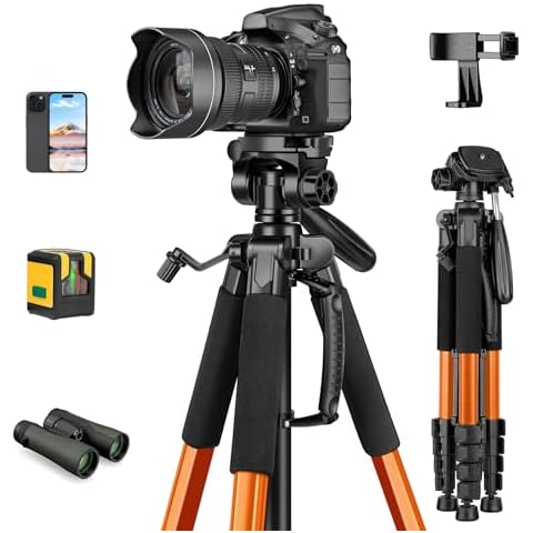 JOILCAN Tripod, 75" Tripod for Camera & Phone, Heavy Duty Camera Tripod Travel Tripod with Phone Holder Carry Bag, Tripods Compatible with Canon Nikon Camera DSLR Laser Level Camcorder Cover