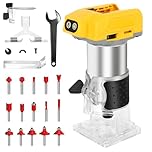 Cordless Palm Hand Routers for Dewalt Battery with 15pcs Bits, Brushless Wood Trim Router for Wood Working Joiner Cutting, 6 Speed ​​Adjustment, 0-22000r/Min, 1/4", 6 mm, (Battery Not Included)