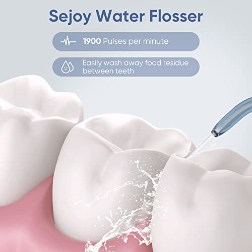 Water Flosser Dental Oral Irrigator Teeth Cleaner Portable Travel Rechargeable Cordless,IPX7 Electric Plaque Remover 3 Modes 3 Jet Tips 140ml (Blue) - Thumbnail 7
