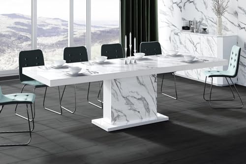 Dika Extendable Dining Table (White Marble)