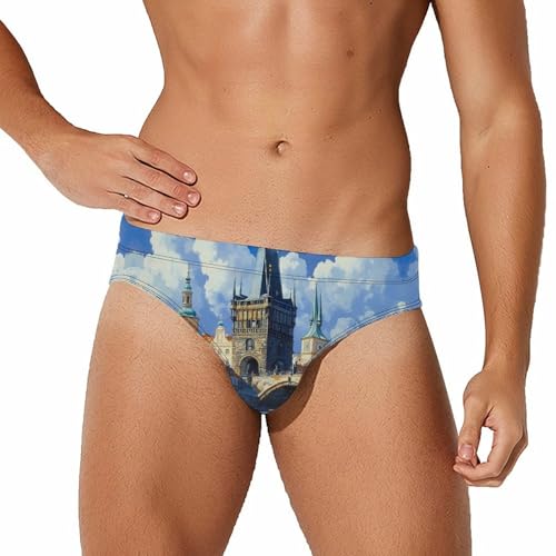 Charles Bridge in Prague Czechrepublic (4) Mens Swim Briefs Quick Dry Swim Trunk Bikini Underwear Swimsuit