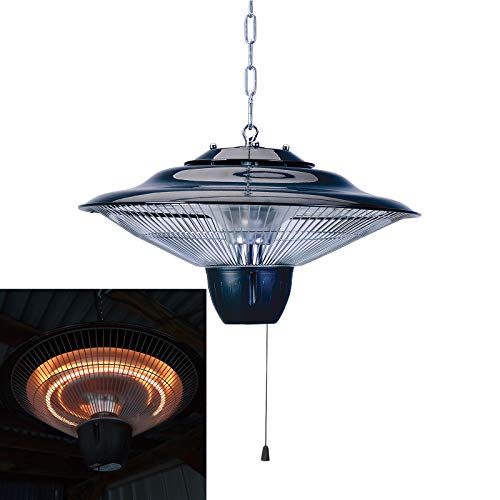 Deckenheizstrahler Heizpilz Heizstrahler Terrassenstrahler | Infrarot | Decke | Heizgerät| Infrarotstrahler | Wärmestrahler | Terrasse | Quarzstrahler | Leistung: 1500W Silber