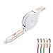 Geekercity 2M/6.6FT 2 IN 1 Retractable Charging Data Sync Cable Cord - 8 Pin Lightning Micro USB to USB Charger Cable for iPhone 7 6 Plus 6S iPad Android Samsung Galaxy HTC LG & More (White)
