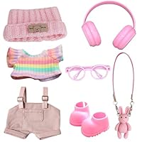 ZXTGBQ Bekleidung für 17cm Plüsch, Plüsch Puppenkleidung, 17 cm Große Kleidung für Puppe, Geschenke für Jungen und Mädchen (Plüschpuppe Nicht Enthalten, 7Pcs)