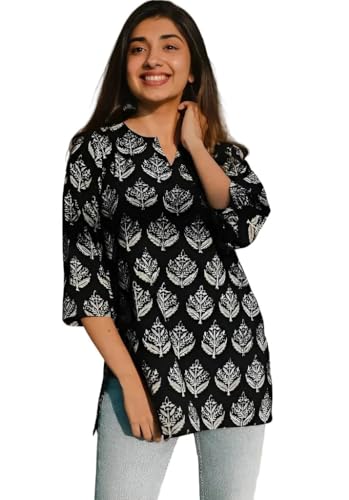 Image of Women's Short Kurti in Multicolor Rayon Cotton Blend | Ladies Ethnic Tunic | Office