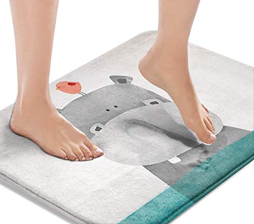 Britimes Bath Mats For Bathroom, Bathroom Mats Rugs No Silp,Funny Animal Hippo Washable Cover Floor Rug Carpets Floor Mat Bathroom Decorations 16X24 Inches For Kitchen Bedroom Indoor #TOP15