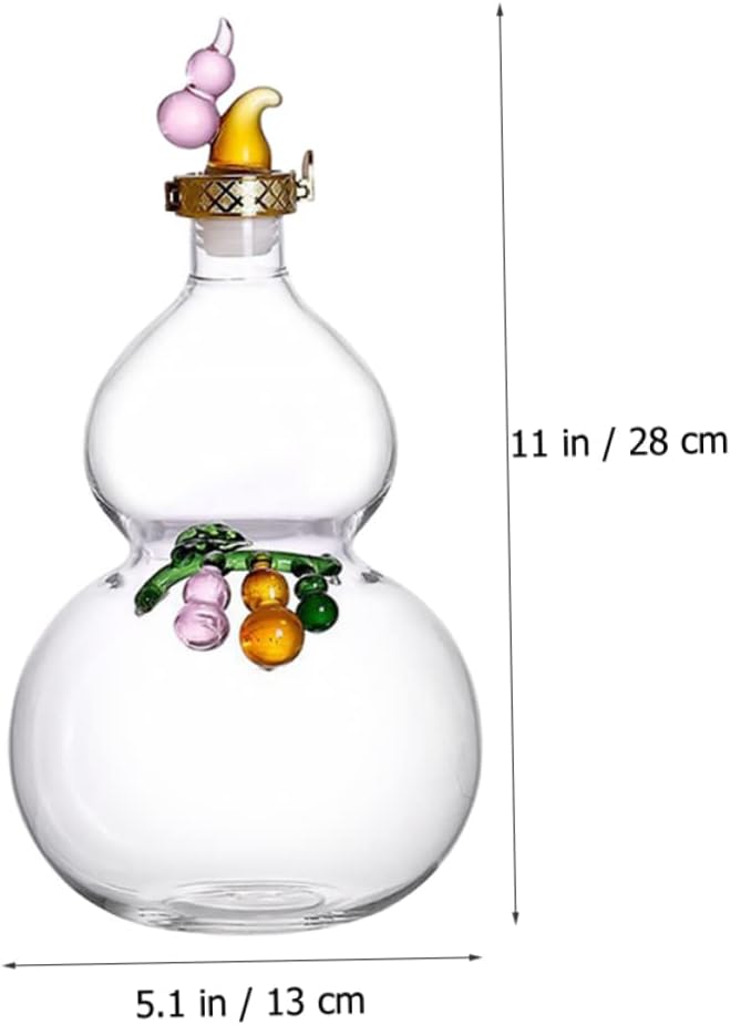 Gourd Wine Bottle Empty Glass Decorative Metal Tin Lid Perfect for Whiskey Vodka Brandy Random Color