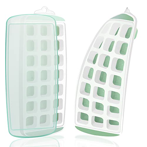 Ice Cube Tray With Lid - 2 Silicone Ice Trays For Freezer, 21-Cube Ice Cube Trays Easy Removal, Food-Grade Material, Stackable Ice Trays For Drinks & Cocktail #TOP7