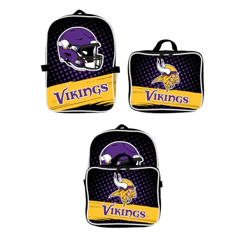 Minnesota Vikings Backpack Lunch Bag -Ideal for School, Travel, or Game Day