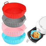 4PCS Moldes de Silicona para Freidora de - Bandeja Cuadrada Antiaderente Reutilizable (Horno/Microondas) con Asas Anticalor - Set Multifunción