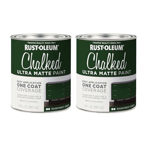 Image of Rust-Oleum Forest Green Chalked All-in-One Ultra Matte Paint | One Coat Coverage | No Primer, Sanding, Or Topcoat Needed | Easy Clean Up | Made in USA | 30 OZ | 2 Pack