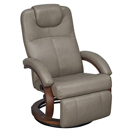 Sillón reclinable moderno de piel sintética beige miniatura 4