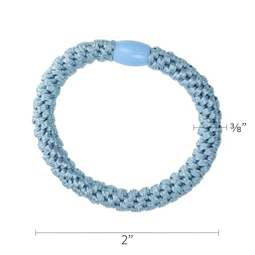 Image of L. Erickson Blue and White Hair Ties for Thick Hair, Grab & Go Ponytail Holders, 8 Pack, Caribbean, Thick No-Crease Bands with Strong Hold, Damage-Free Design, Breezy Ocean Tones