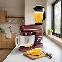Fentic 6-in-1 Küchenmaschine – 2000W – Mit Fleischwolf, 1,5L Entsafter, Gemüseschneider und Mehr – Knetmaschine mit 6,2L Rührschüssel, Rührhaken, Knethaken, Schlagbesen und Spritzschutz (Rot) – Ansicht 9