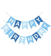 PatiCool Blue Happy Birthday Banner,Gradients Blue Happy Birthday Sign Bunting Banner,Happy Birth...