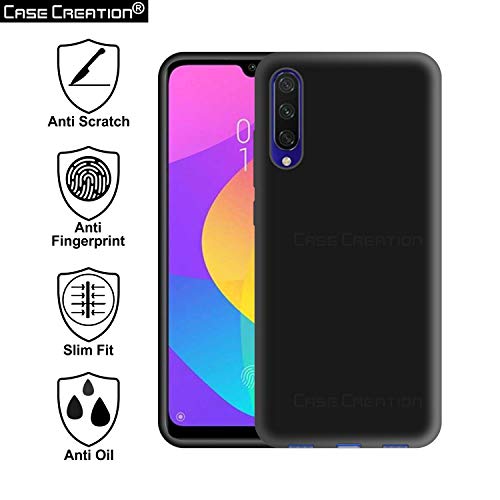 Image of Case Creation Luxurious OG Series for Xiaomi Mi A3 Case Cover,Anti-Dirty Slim Case Frosted Matte Cute Candy TPU Raised Bezel (Splash of Color) Back Cover for Xiaomi Mi A3 -Black