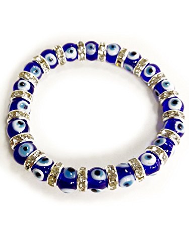 Evil Eye 10 mm blue Crystal Lampwork & Glass bracelet #2724