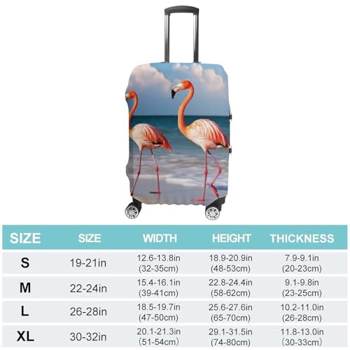 Flamingo On The Beach Luggage Cover, Washable Elastic Suitcase Cover Protector Fit 18-32 Inch Luggage2