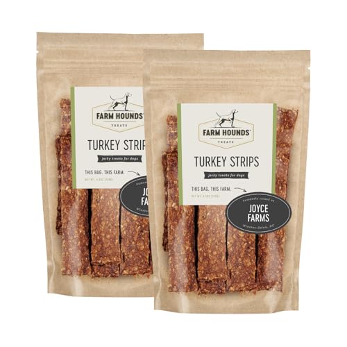 Farm Hounds - Turkey Strips - Premium Natural Jerky for Dogs - from 100% Humanely Raised Turkey - Break-to-Size - Great for Training & Treats - No Added Fillers - Made in USA - 4.5 oz - 2 Pack