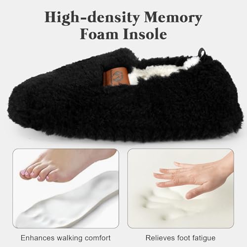 Women’s Soft Curly Slippers, Lightweight Closed-Back House Shoes with Memory Foam4