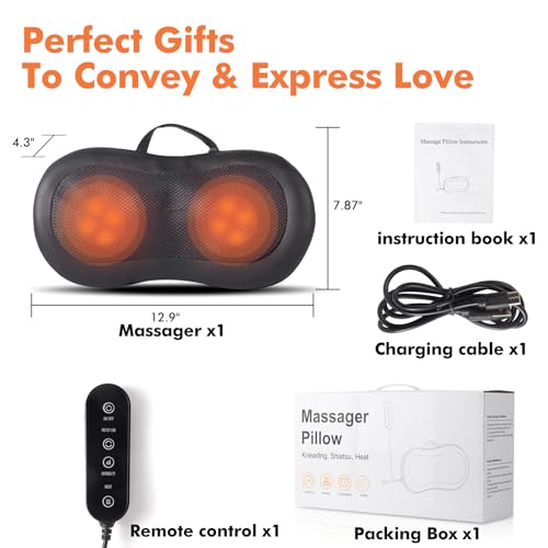 AERLANG Massageador de costas sem fio com calor, massageador de pescoço e ombro com controle remoto