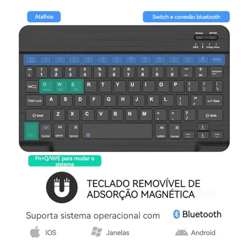 Capa para tablet para Samsung A9 de 8,7 polegadas com teclado e mouse, à prova de choque, ultrafina