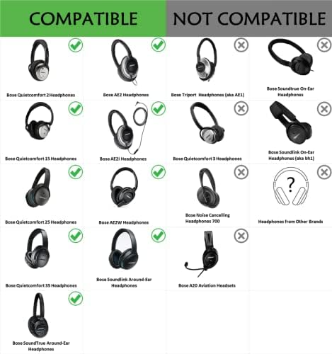 Premium Replacement Ear-Pads Cushions for Bose QuietComfort 25 35 35II 15 2 (QC-25 QC-35 QC-35II QC-15 QC-2) SoundLink/SoundTrue Around-Ear II AE2 Headphones