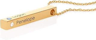 MyNameNecklace Personalized Totem 3D Bar Necklace with Diamond & Birthstone Option - Dainty Gift for Christmas, Birthday - Custom Jewelry for Her, Women, Mom, Grandma