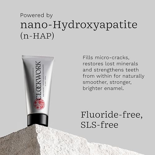 Image of Clockwork Kids Toothpaste with 5% HydroXy (Nano-Hydroxyapatite + Xylitol) | Enamel Repair & Cavity Protection | Fluoride Free, SLS Free | Strawberry Watermelon 80g | Pack of 2