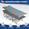 Outopee Folding Camping Bed for Adults, Camping Cot with Thick and Soft Mattress for Travel, Poolside, Picnic, Office, Patio, 150kg Load Capacity, Grey