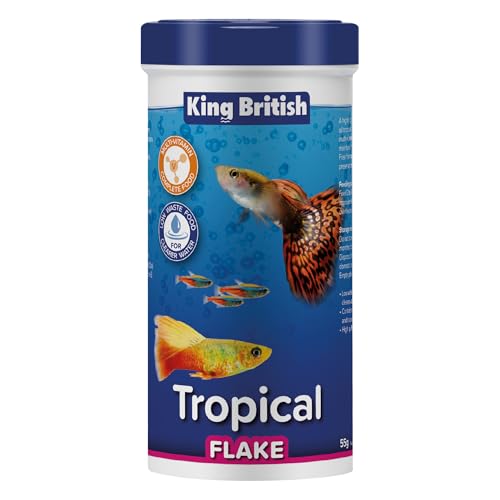 King British – Tropical Fish Flake 55g – Multi-Vitamin Complete Food – Clear Water Formula Natural Ingredients – For Tropical & Other Aquarium Fish