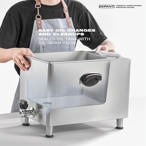 NUPANT 25.3QT/24L Commercial Deep Fryer with Oil Filtration and Timer Electric Deep Fryer with 2 Baskets and Lids Dual Tank Stainless Steel Large Countertop Fryer for Restaurant Use,110V 1750W x 2 by NUPANT - Image 5