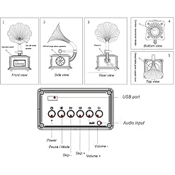 Lecteurs de disques Boîte à Musique Gramophone Rétro Bluetooth Fonction Vintage Turntable Trompette avec Flash USB intégré Dr - Les Beatles, Paul McCartney, John Lennon, RIngo Starr, George Harrison Lecteurs de disques Boîte à Musique Gramophone Rétro Bluetooth Fonction Vintage Turntable Trompette avec Flash USB intégré Dr – Image 4