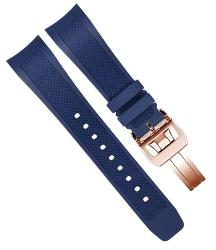 Bracelet montre 22mm pour IWC Portugieser IW390209 caoutchouc bleu