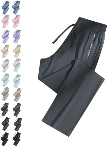 Comfys fit Stretch Active Pants for Women Over 50 – Fit All Body Types,Ice Silk, Quick Drying,Breathable Pants (Grey-Straight,Medium)