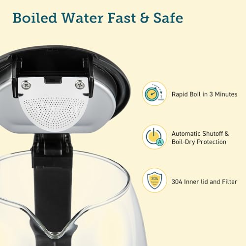 COSORI Electric Kettle, Tea Kettle Pot, 1.7L/1500W, Stainless Steel Inner Lid & Filter, Hot Water Kettle Teapot Boiler & Heater, Automatic Shut Off, BPA-Free, Black COSORI Electric Kettle, Tea Kettle Pot, 1.7L/1500W, Stainless Steel Inner Lid & Filter, Hot Water Kettle Teapot Boiler & Heater, Automatic Shut Off, BPA-Free, Black
