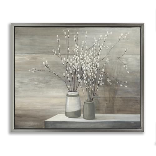 Stupell Industries 'Pussy Willow Still Life'| Floating Frame Canvas Art