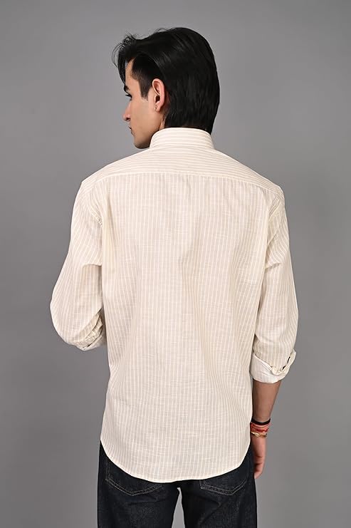 Image of Men Regular Fit Shirt Colour Light Stripes Cotton Shirts for Men
