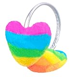 Ztl Rainbow Heart Shaped Earmuffs for Girls Kids Women Soft Plush Ear Warmers Cute Winter Ear Muffs