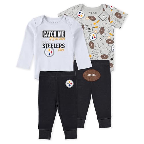 WEAR by Erin Andrews Infant & Newborn Pittsburgh Steelers Three-Piece Turn Me Around Bodysuits & Pant Set