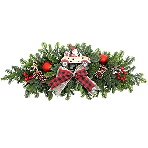 Homodeco Türkranz Weihnachten mit Roten Beeren und Tannenzapfen, Weihnachten Dekokranz(70cm) Cover
