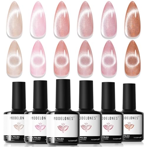 modelones Cat Eye Gel Polish Nail Magnet, 3-in-1 Cat Eye Magnet Pen & Heart-Shaped for Nail Art Tool Cylindrical & Ball &Lightning Circle Cat Eye Magnet for Cateye Gel Polish DIY Salon 5pcs