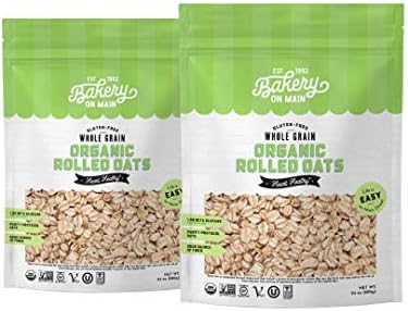Bakery On Main Organic Oats - Gluten Free Organic Rolled Oats - Non-GMO, Preservative-Free Organic Rolled Oats for Breakfast, Baking - 24oz Bag (Pack of 2)